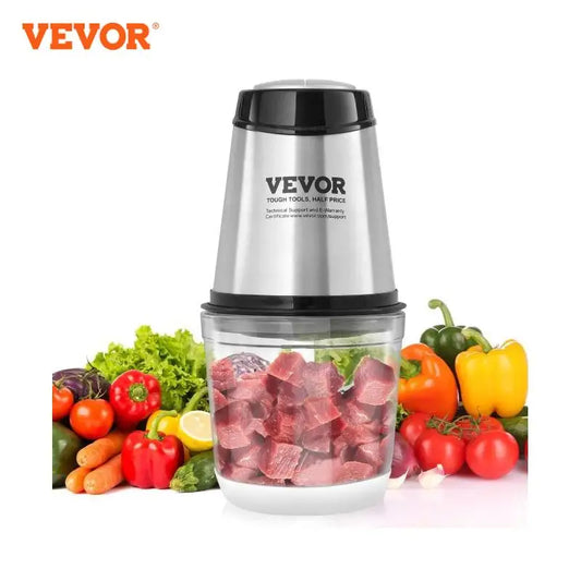 VEVOR Food Processor Electric Meat Grinder with 4-Wing Stainless Steel Blades, 2.5 Cup Glass Bowl, 400W Electric Food Chopper