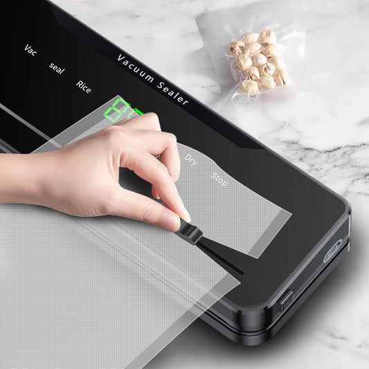 Electric Vacuum Sealer Dry/Wet Food Sealed Packaging Built-In Cutter Knife Kitchen Food Storage Seal Touch Key With 10pcs Bags