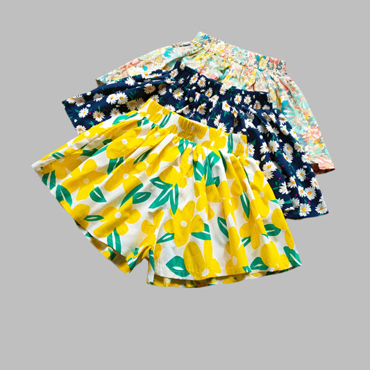 Sweet Girls Flower Culottes Summer Baby Girl Fashionable Children's Floral Wide-Leg Hot Pants Kids Girls Mini Shorts