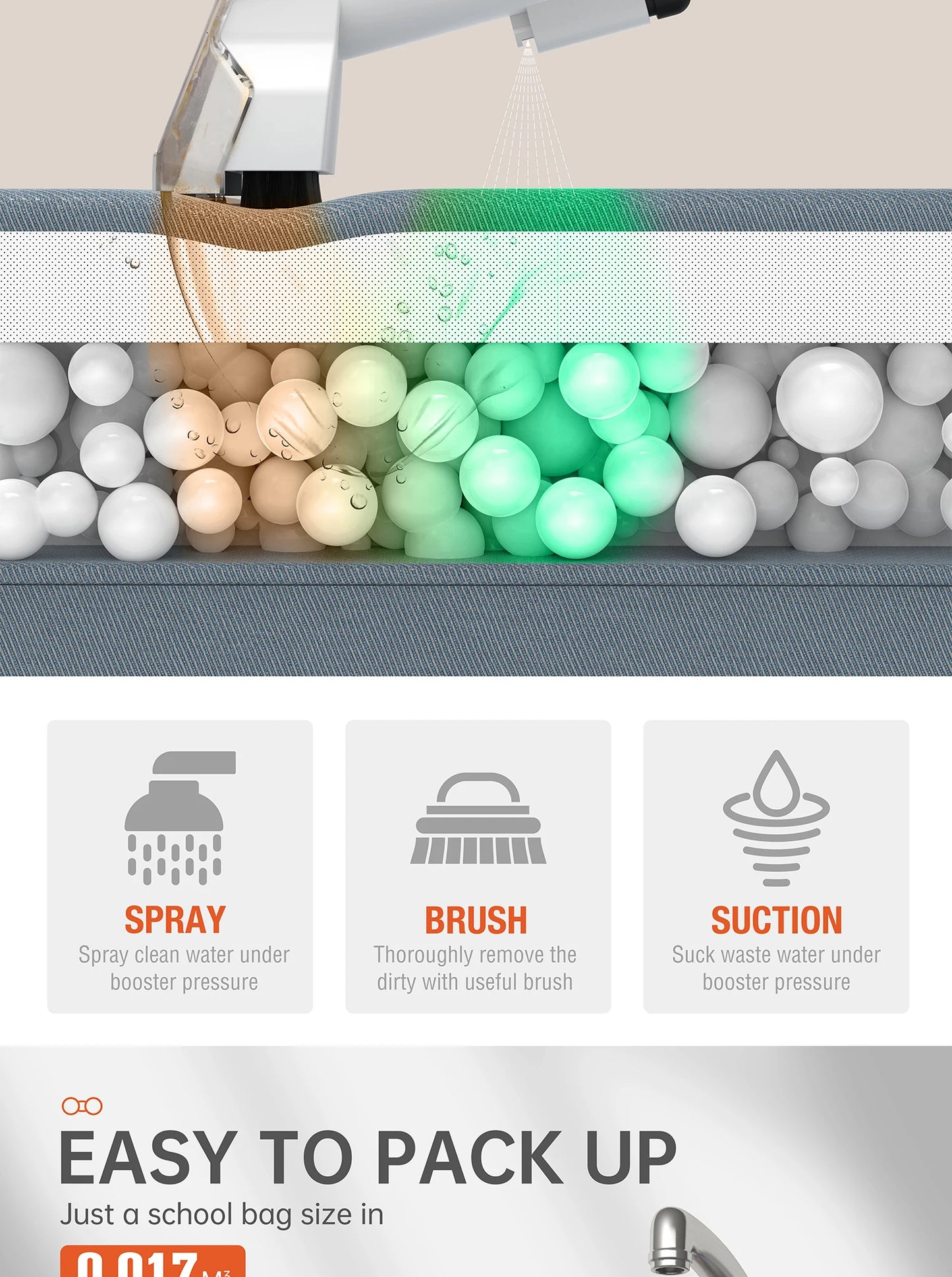 ROBOEVO Spot Cleaner 600/450W 15/11KPa Handheld Carpet Cleaner for Sofa Curtain Spray Suction Integrated Machine Clean Machine
