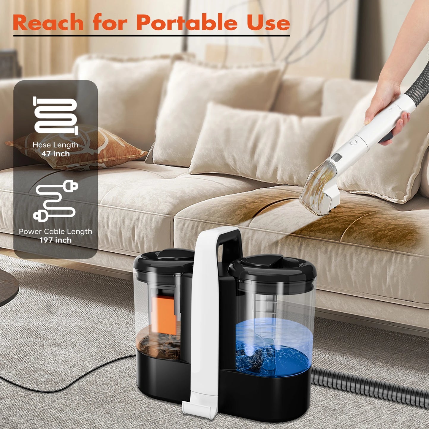 ROBOEVO Spot Cleaner 600/450W 15/11KPa Handheld Carpet Cleaner for Sofa Curtain Spray Suction Integrated Machine Clean Machine